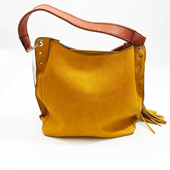 NWT Jen & Co Amber Hobo Vegan Faux Leather Mustard 13x11.5x5 inches - Picture 4 of 9